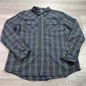 Stio Shirt Mens 2XL Blue Plaid Long Sleeve Western Snap Button Up Outdoor